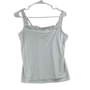 Vassarette Slip Tank Women's Medium White Lace Bridal Layering Silky Satin READ